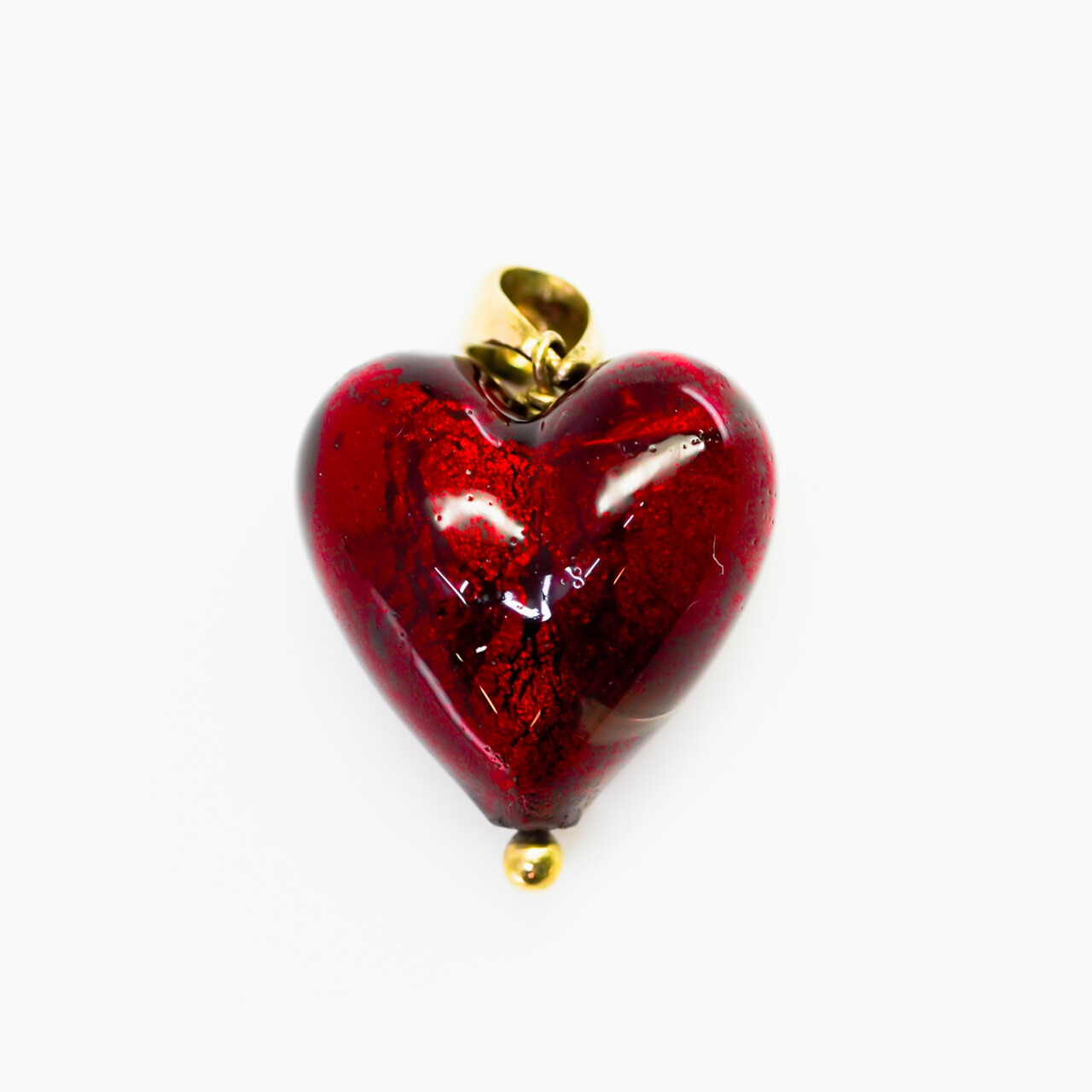 9ct Gold Murano Glass Red Love Heart Puff Pendant #65089 9ct Gold Murano Glass Red Love Heart Puff Pendant #65089