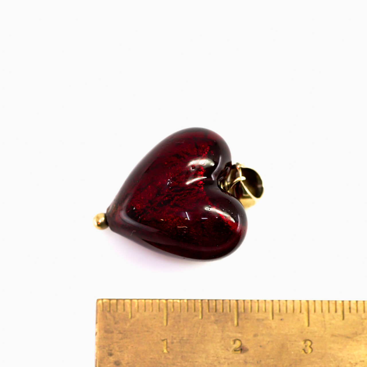 9ct Gold Murano Glass Red Love Heart Puff Pendant #65089 9ct Gold Murano Glass Red Love Heart Puff Pendant #65089 - Image 5