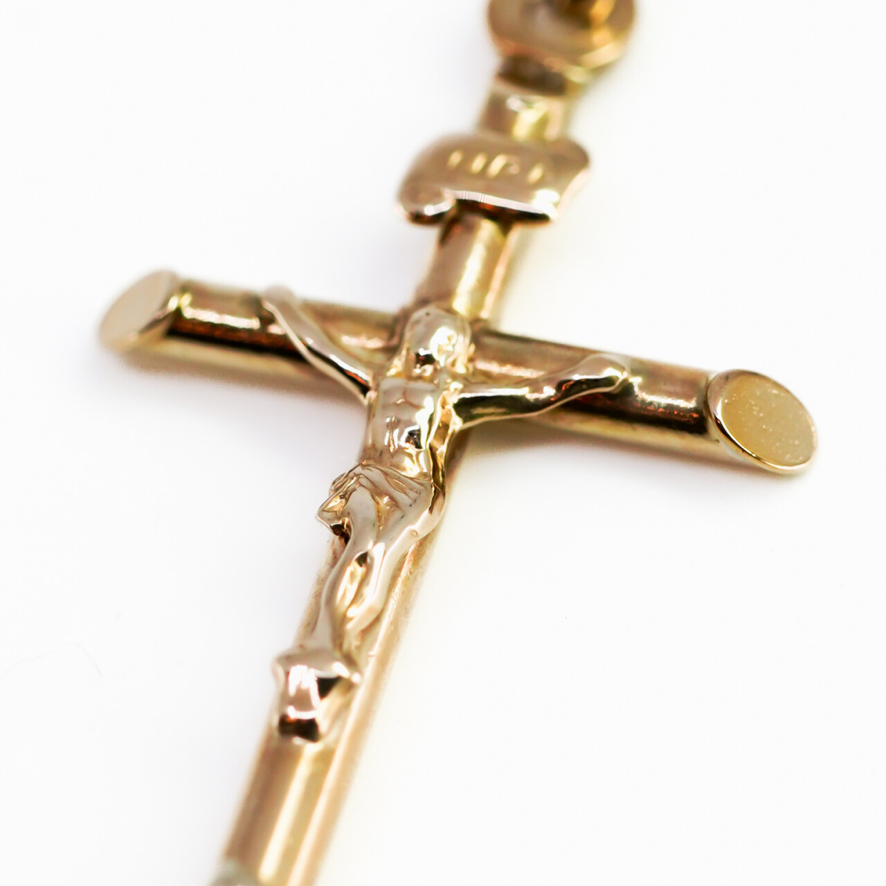 9ct Yellow Gold INRI Crucifix Pendant #65077 - Monty's