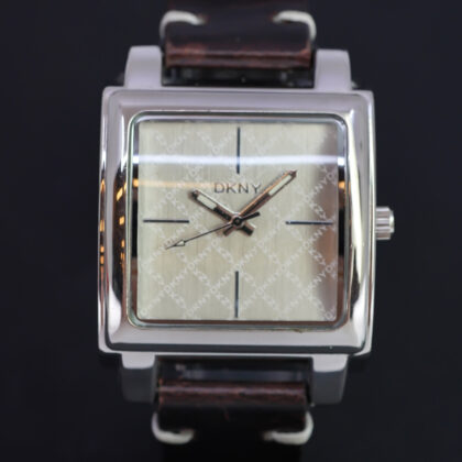 DKNY CX86003 Quartz Watch – 36mm Square Face – Brown Leather Band #64537