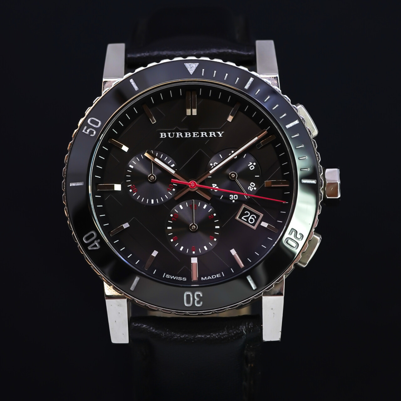 Burberry BU9382 43mm Quartz Chronograph Watch – Black Dial – Boxed #66506