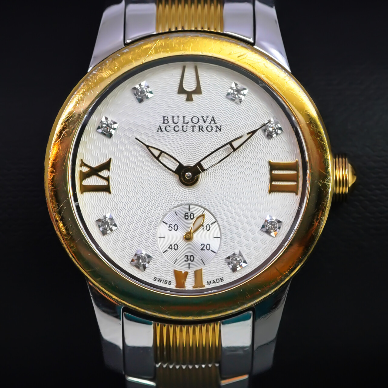 Bulova Accutron 65P100 31mm 2-Tone Swiss Diamond Watch #59385 Bulova Accutron 65P100 31mm 2-Tone Swiss Diamond Watch #59385