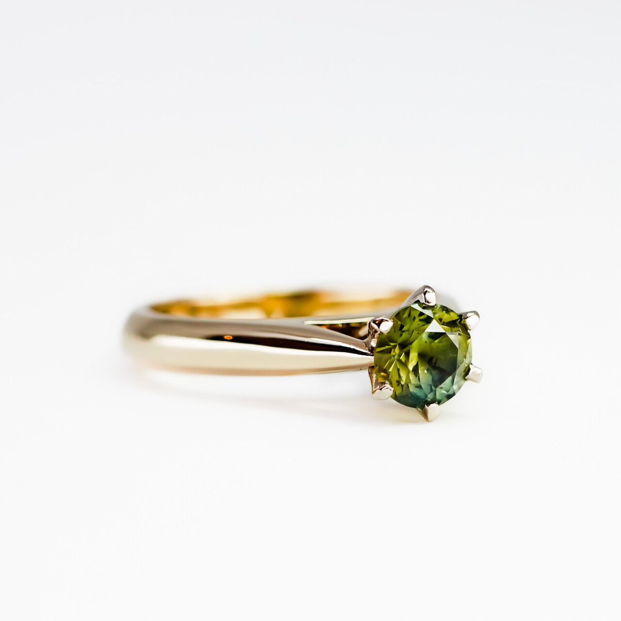 14ct Yellow Gold Solitaire Parti Sapphire Ring – Size J 1/2 #67187