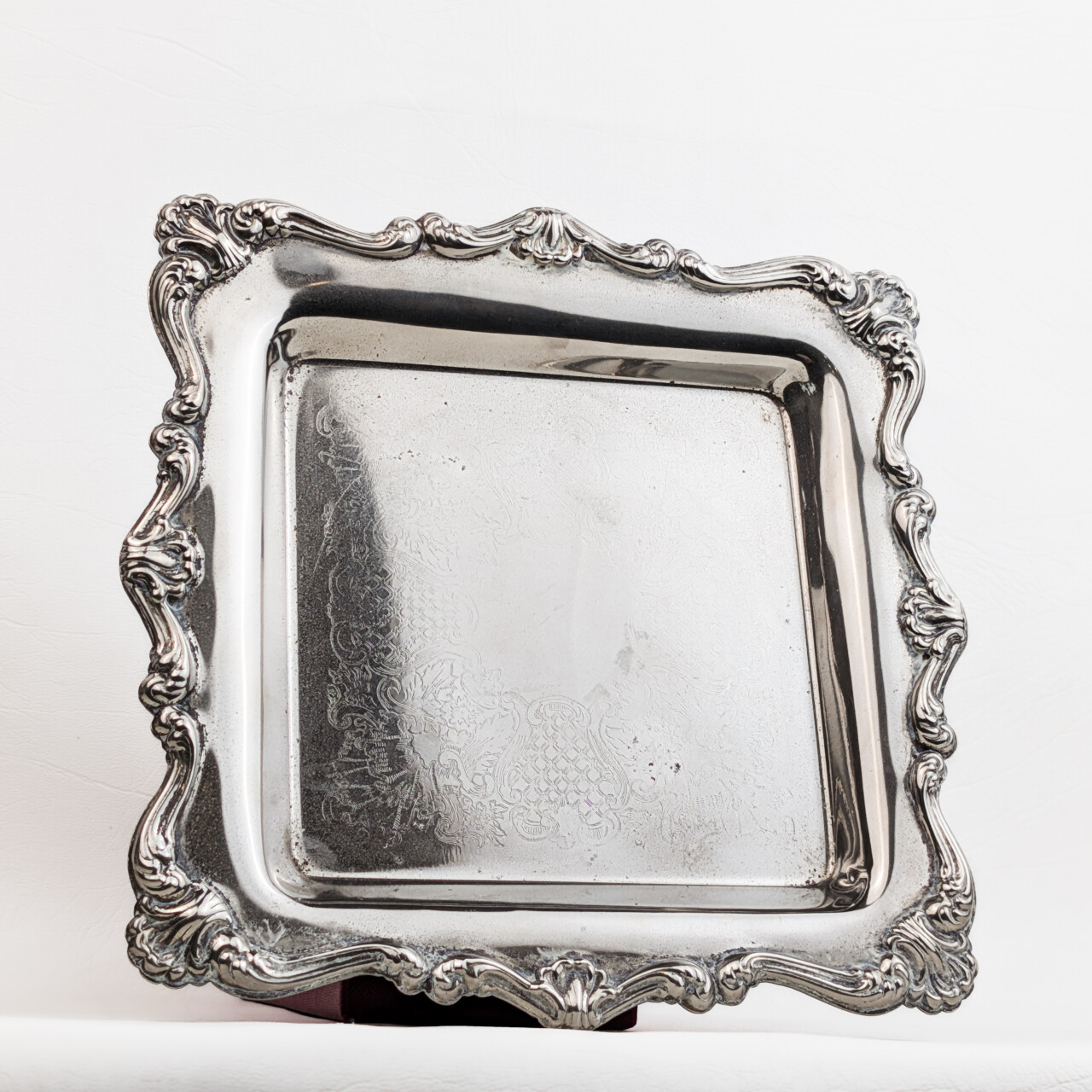 Vintage Silver Plated Square Tray – 22cm Wide #66725