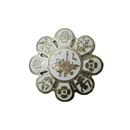 Vintage Siam Sterling Silver White Enamel Flower Brooch #67313