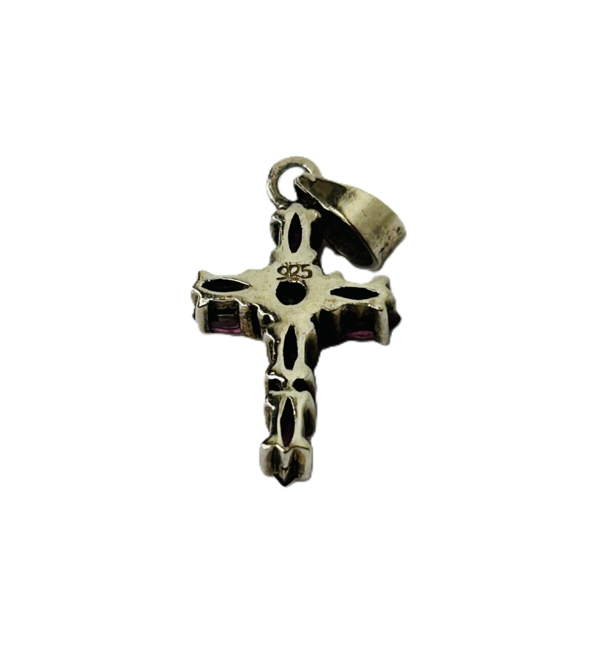 Sterling Silver Ruby & CZ Cross Pendant – 15x11mm #67363 Sterling Silver Ruby & CZ Cross Pendant – 15x11mm #67363 - Image 3
