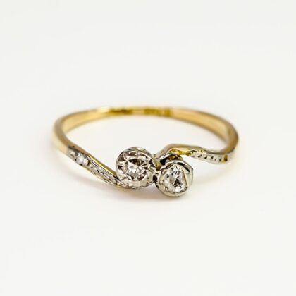 Antique 18ct Yellow Gold & Platinum Old Cut Diamond Ring – Size M #67652