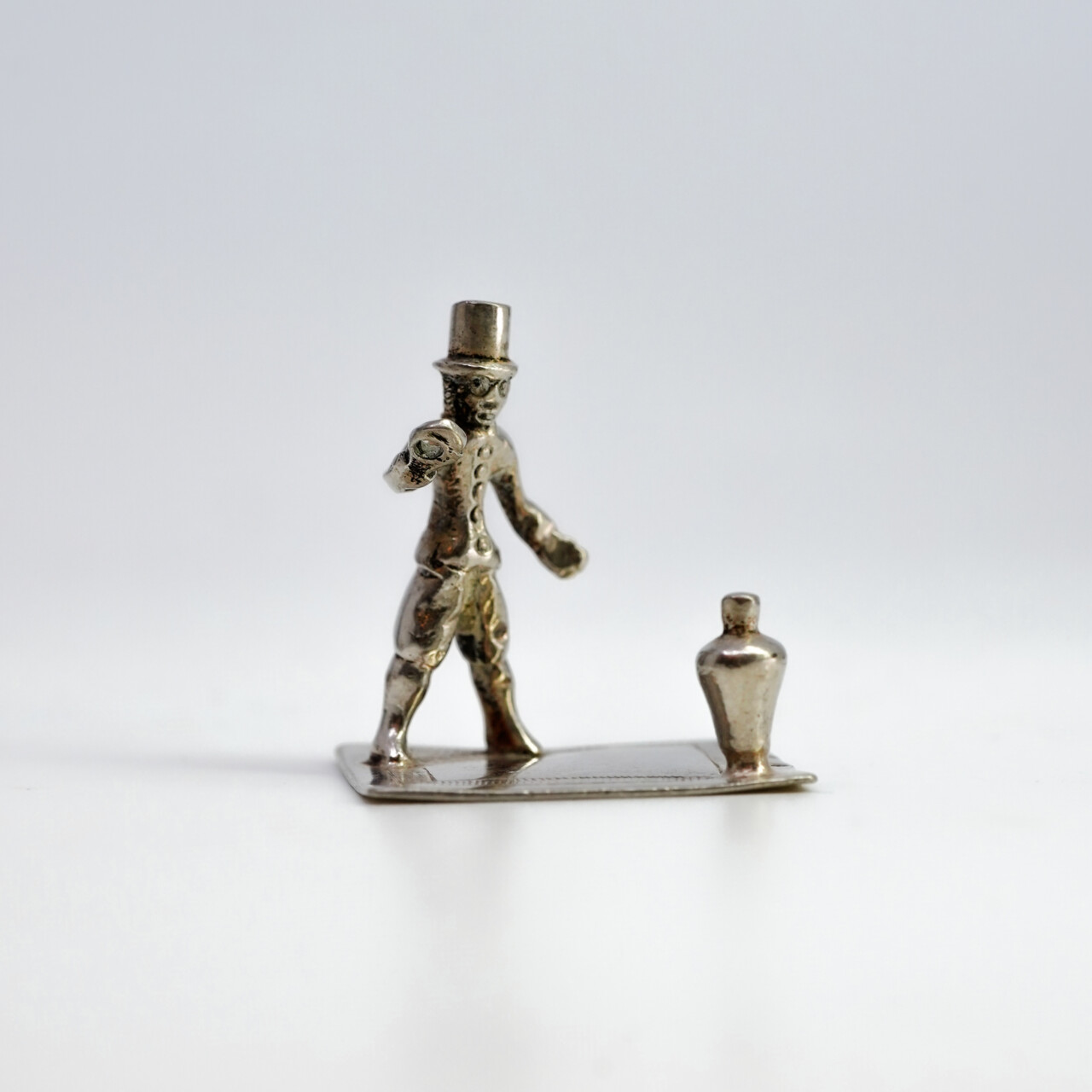 18th Century Dutch Silver Miniature – Man Playing Ringwerpen – Harmanus Durselen #65190