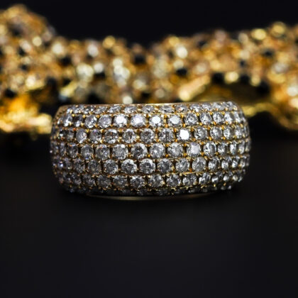 18ct Yellow Gold Seven-Row Diamond Ring – 2.05ct TW – Val $11,000