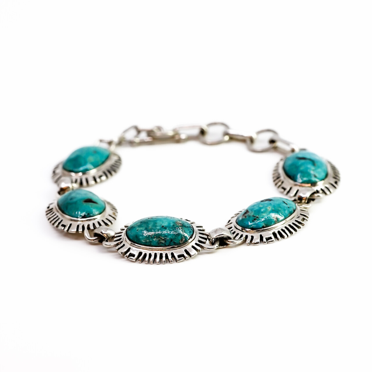 Sterling Silver Bracelet – Dyed Turquoise-Coloured Stones – 17-20cm #67231 Sterling Silver Bracelet – Dyed Turquoise-Coloured Stones – 17-20cm #67231 - Image 2