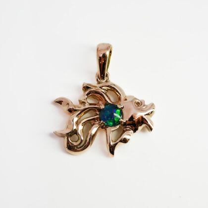 9ct Yellow Gold Opal Fish Pendant