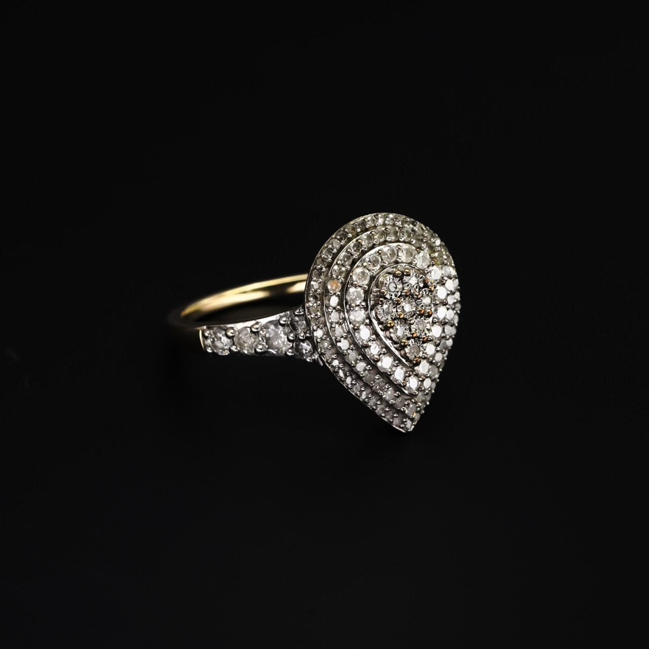 9ct Gold & Silver 1ct Diamond Teardrop Ring – Size T #67416 9ct Gold & Silver 1ct Diamond Teardrop Ring – Size T #67416 - Image 3