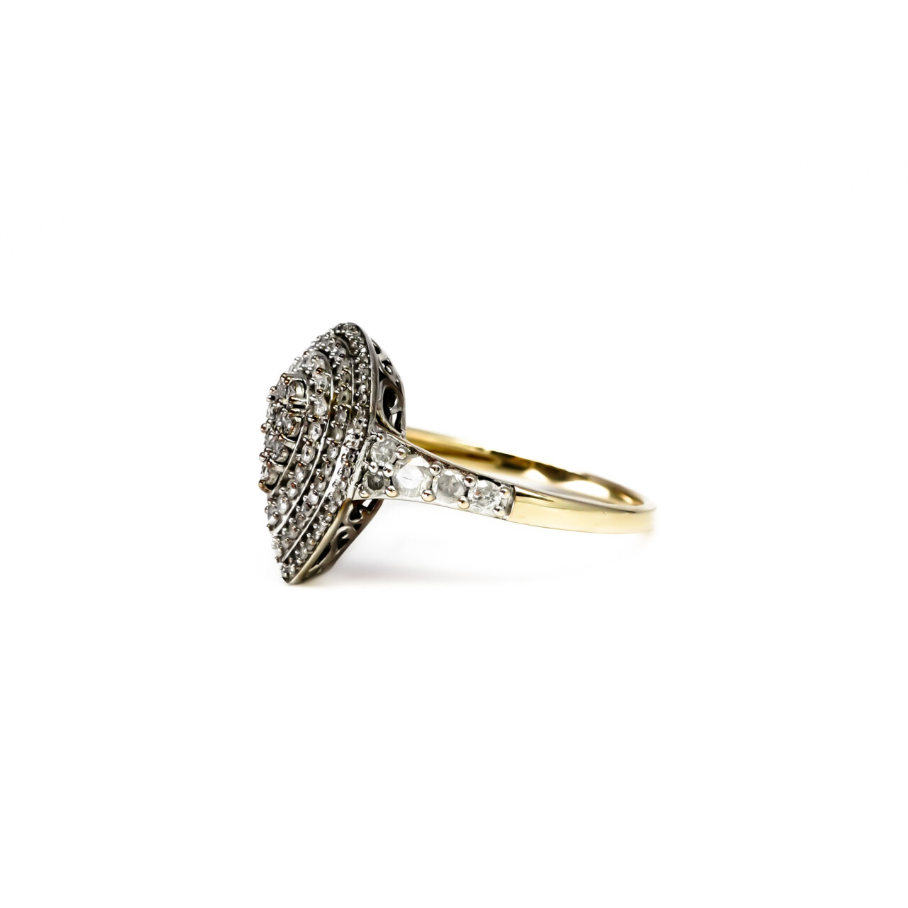 9ct Gold & Silver 1ct Diamond Teardrop Ring – Size T #67416 9ct Gold & Silver 1ct Diamond Teardrop Ring – Size T #67416 - Image 5