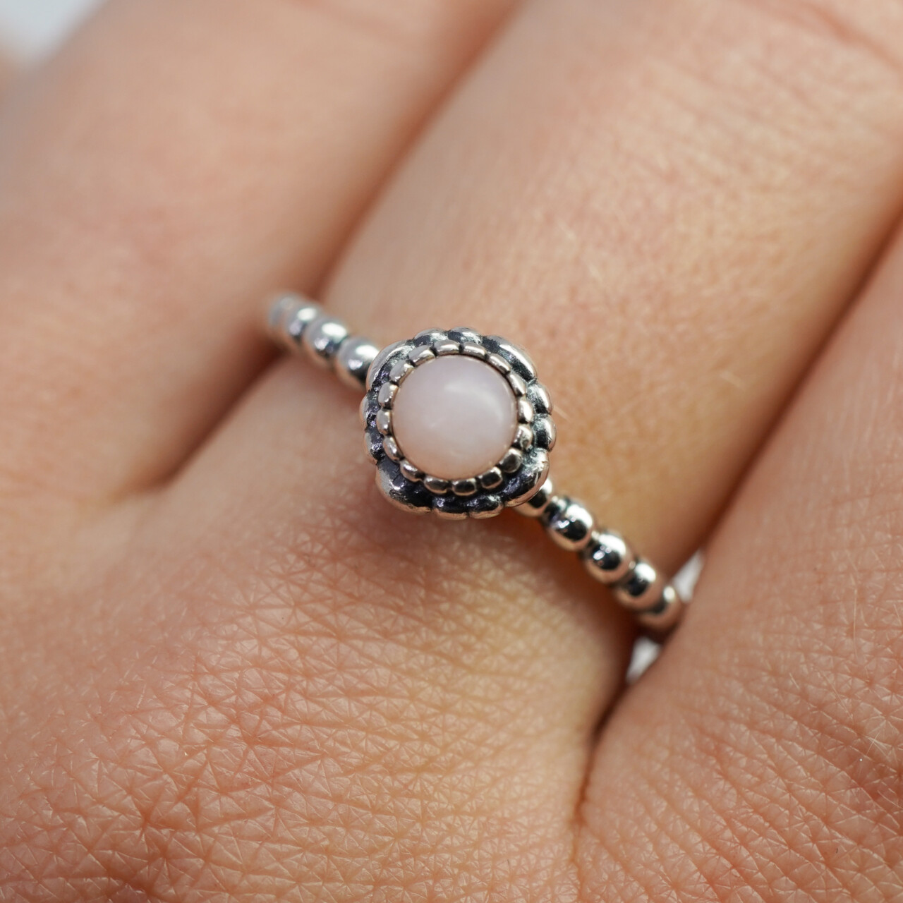 Pandora Sterling Silver Rose Quartz Bloom Ring Size 56 / O #67353 Pandora Sterling Silver Rose Quartz Bloom Ring Size 56 / O #67353 - Image 2