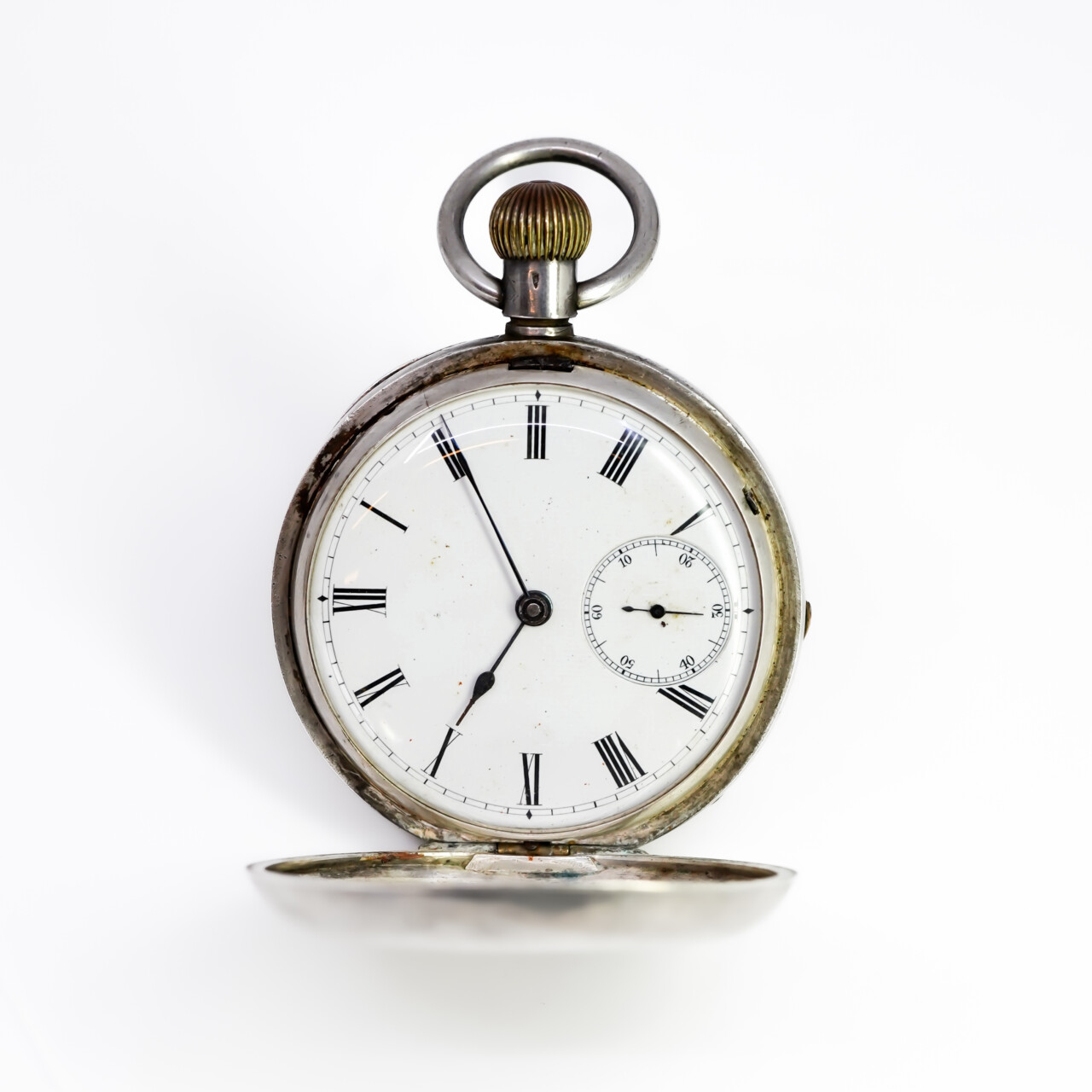 Antique 935 Silver Fob Watch 53mm Working-Needs Service #67685