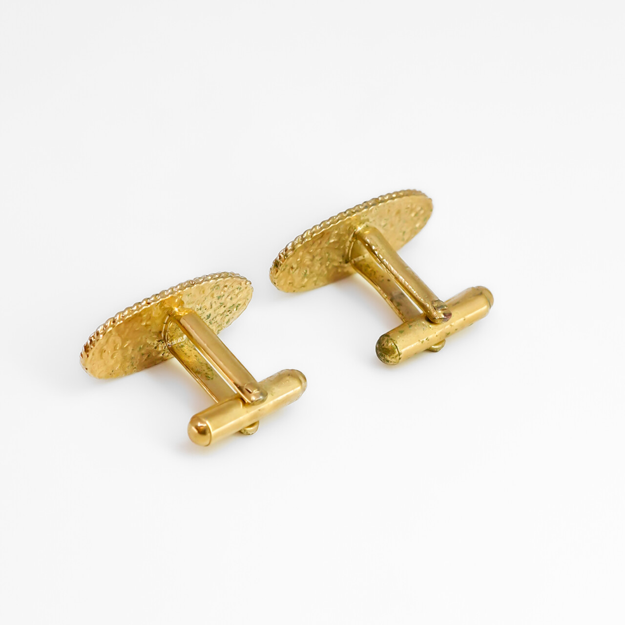Vintage TAB Metal Cufflinks – Green & Gold – Oval 25x11.5mm #64005-3 Vintage TAB Metal Cufflinks – Green & Gold – Oval 25x11.5mm #64005-3 - Image 3