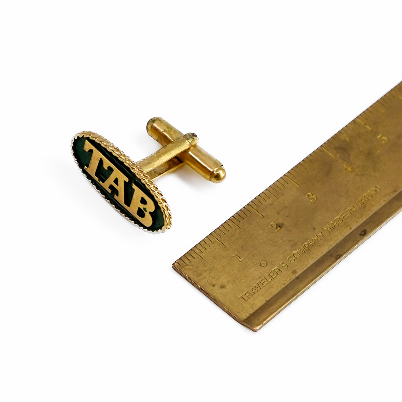 Vintage TAB Metal Cufflinks – Green & Gold – Oval 25x11.5mm #64005-3 Vintage TAB Metal Cufflinks – Green & Gold – Oval 25x11.5mm #64005-3 - Image 4