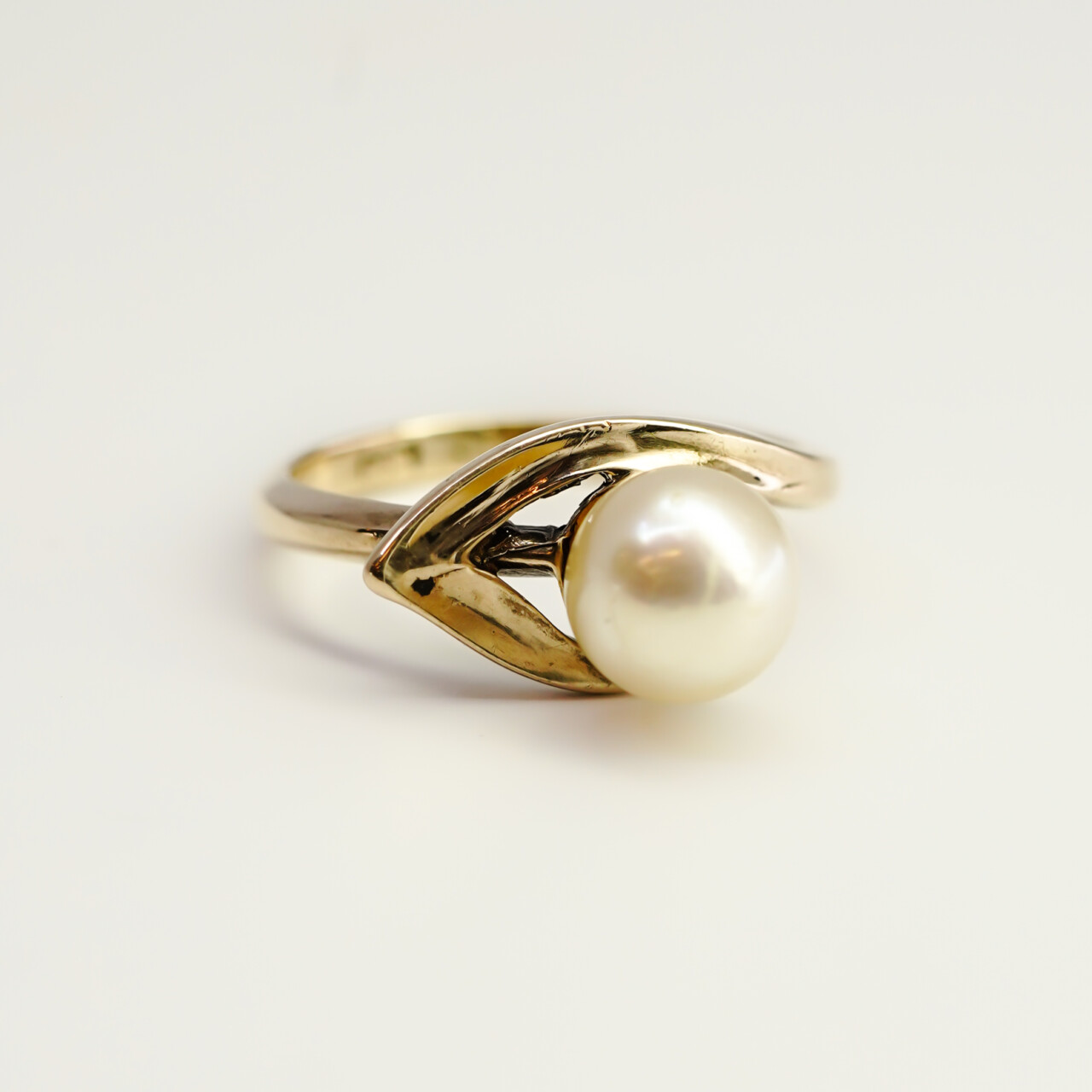 Vintage 9ct Yellow Gold Cultured Pearl Solitaire Ring – Size I #67645 Vintage 9ct Yellow Gold Cultured Pearl Solitaire Ring – Size I #67645 - Image 3