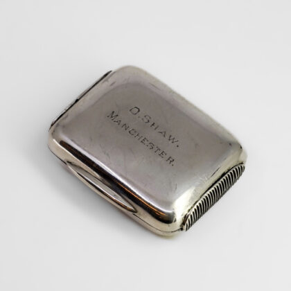 Antique Sterling Silver Matchbox Holder – Walker & Hall – Birmingham 1917