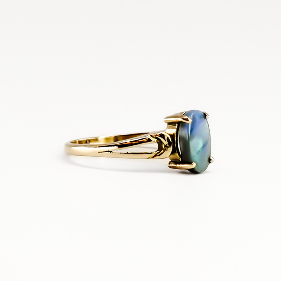 18ct Yellow Gold Solid Natural Opal Ring - Oval Cut – Size K #67640 18ct Yellow Gold Solid Natural Opal Ring - Oval Cut – Size K #67640 - Image 5