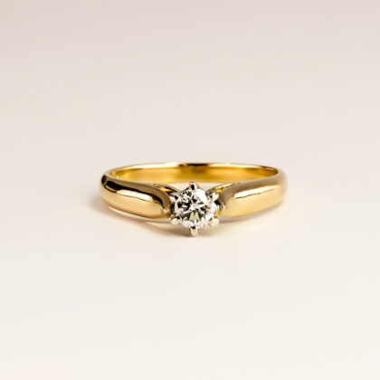 Vintage 18ct Yellow Gold Diamond Solitaire Ring Size M½ – 0.22ct #67647