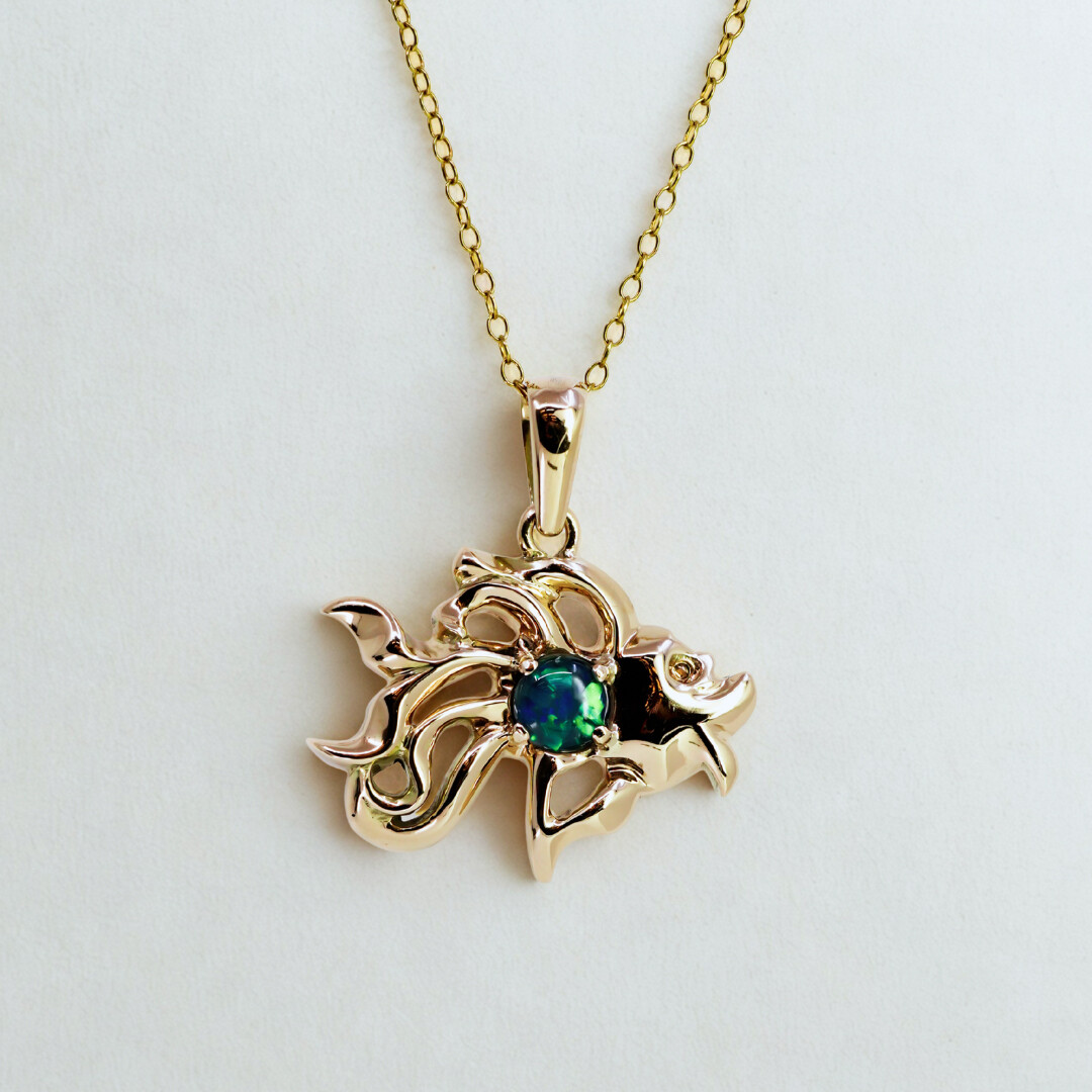 9ct Yellow Gold Opal Fish Pendant #67411 9ct Yellow Gold Opal Fish Pendant #67411 - Image 2