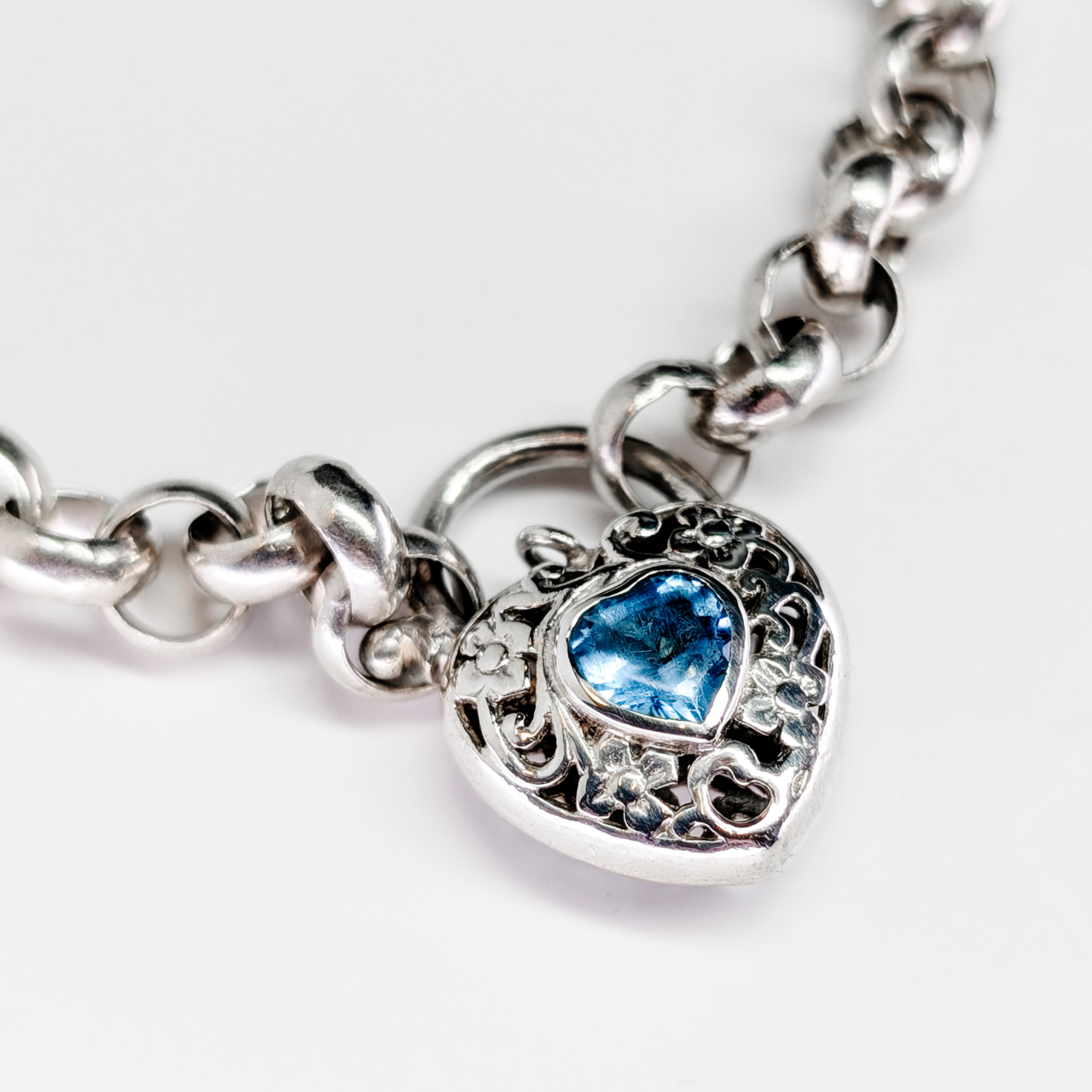 Sterling Silver Belcher Chain Heart Locket Bracelet #67401 Sterling Silver Belcher Chain Heart Locket Bracelet #67401 - Image 2