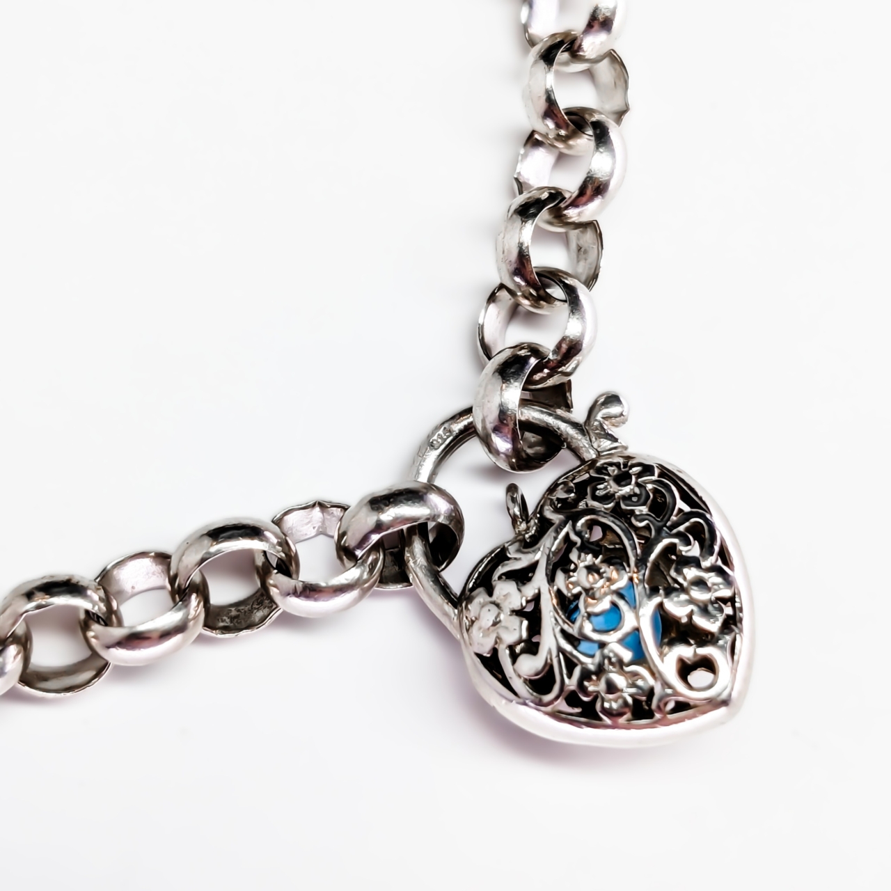 Sterling Silver Belcher Chain Heart Locket Bracelet #67401 Sterling Silver Belcher Chain Heart Locket Bracelet #67401 - Image 5