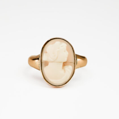 Vintage 9ct Rose Gold Cameo Ring Size P½ #67643