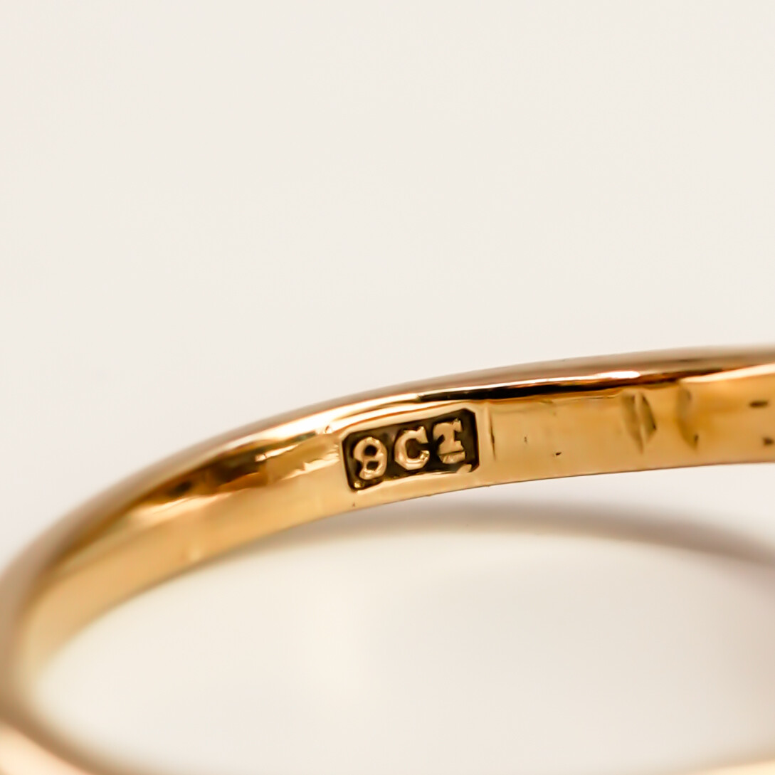 Vintage 9ct Yellow Gold Pearl & CZ Ring – Size J #67636 - Image 7