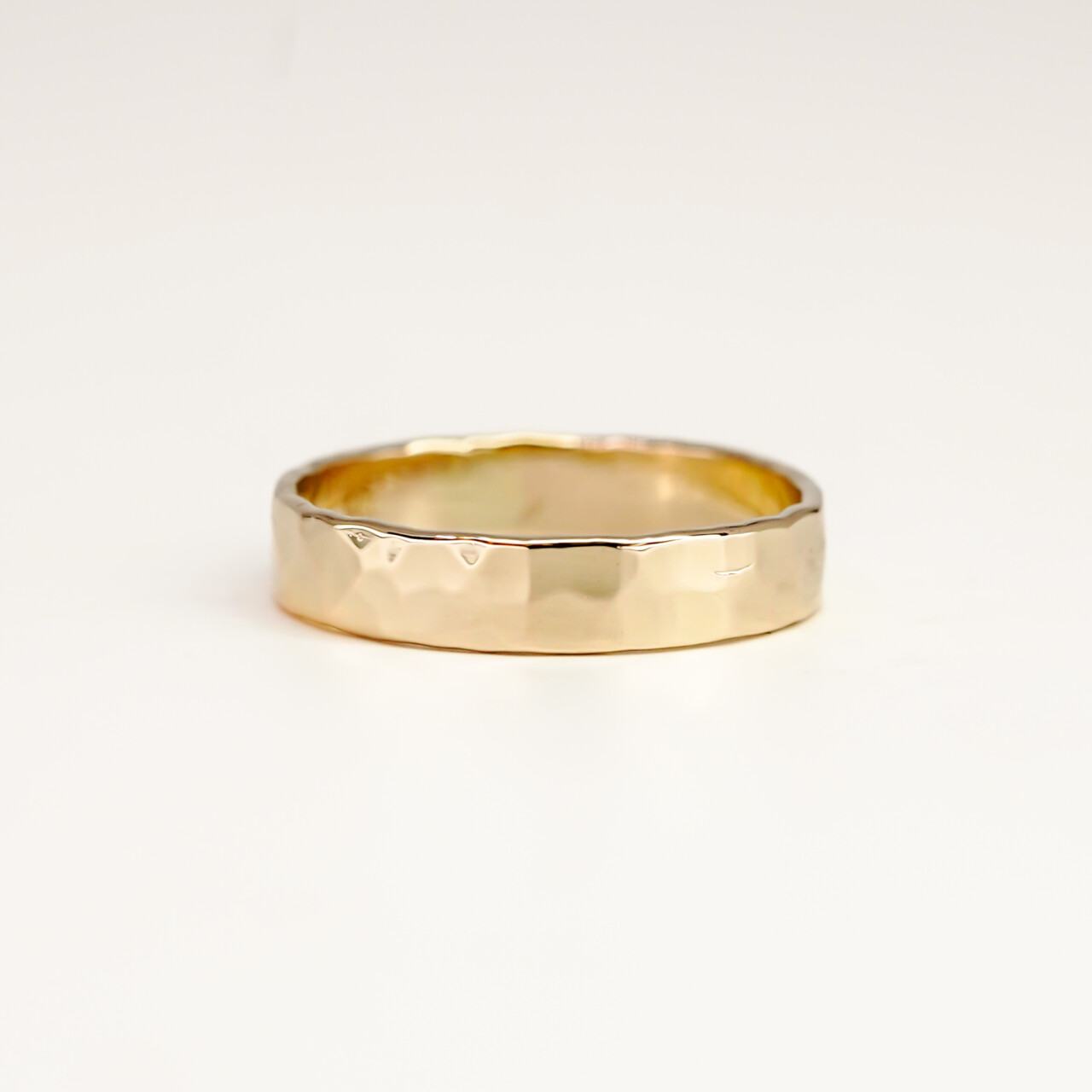 14ct Yellow Gold Hammered Finish Ring - 3.9mm Band - Size L½ #67791 14ct Yellow Gold Hammered Finish Ring - 3.9mm Band - Size L½ #67791 - Image 7