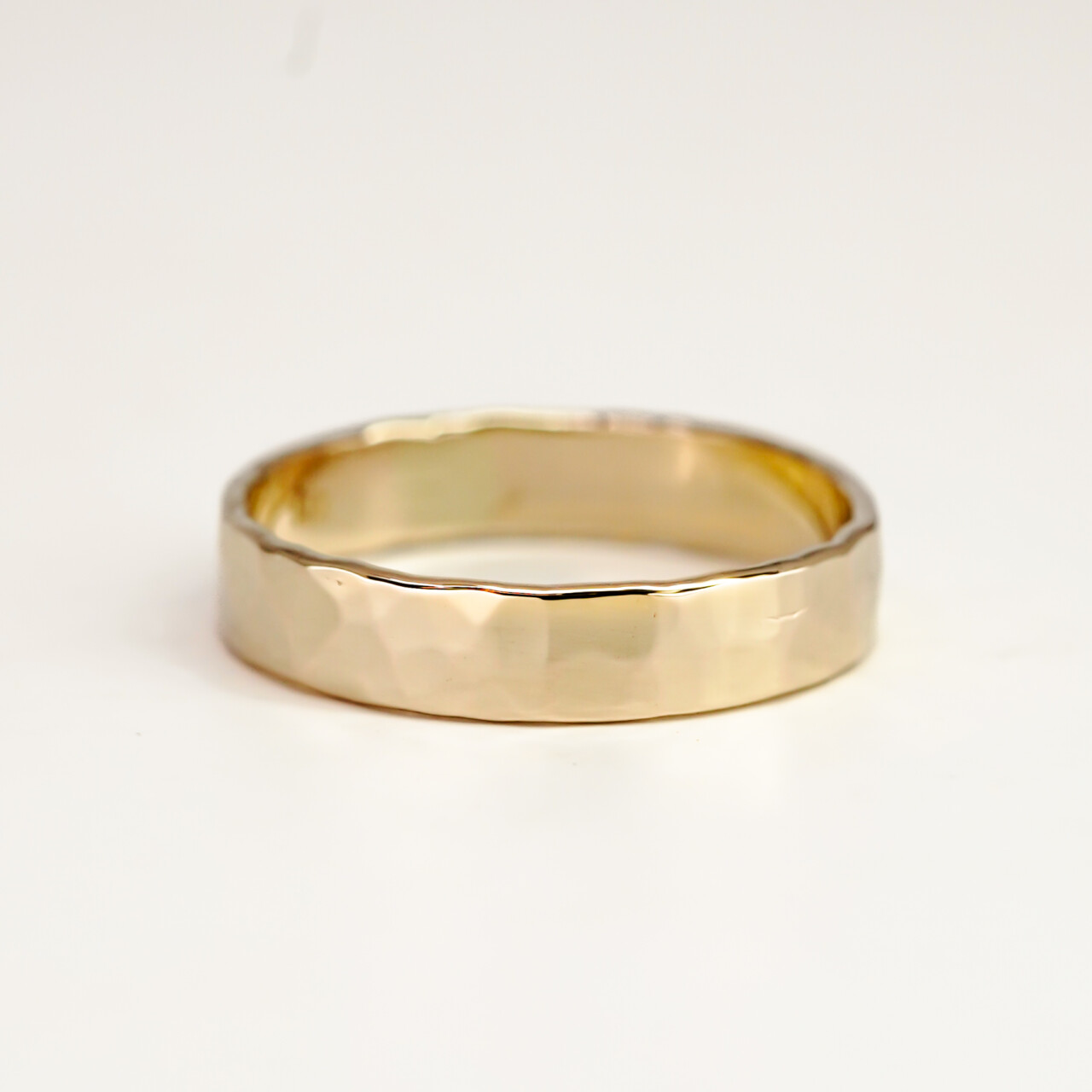 14ct Yellow Gold Hammered Finish Ring - 3.9mm Band - Size L½ #67791 14ct Yellow Gold Hammered Finish Ring - 3.9mm Band - Size L½ #67791