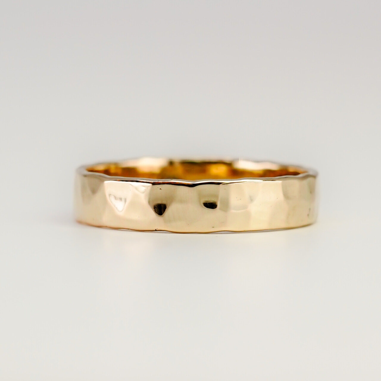 14ct Yellow Gold Hammered Finish Ring - 3.9mm Band - Size L½ #67791 14ct Yellow Gold Hammered Finish Ring - 3.9mm Band - Size L½ #67791 - Image 6