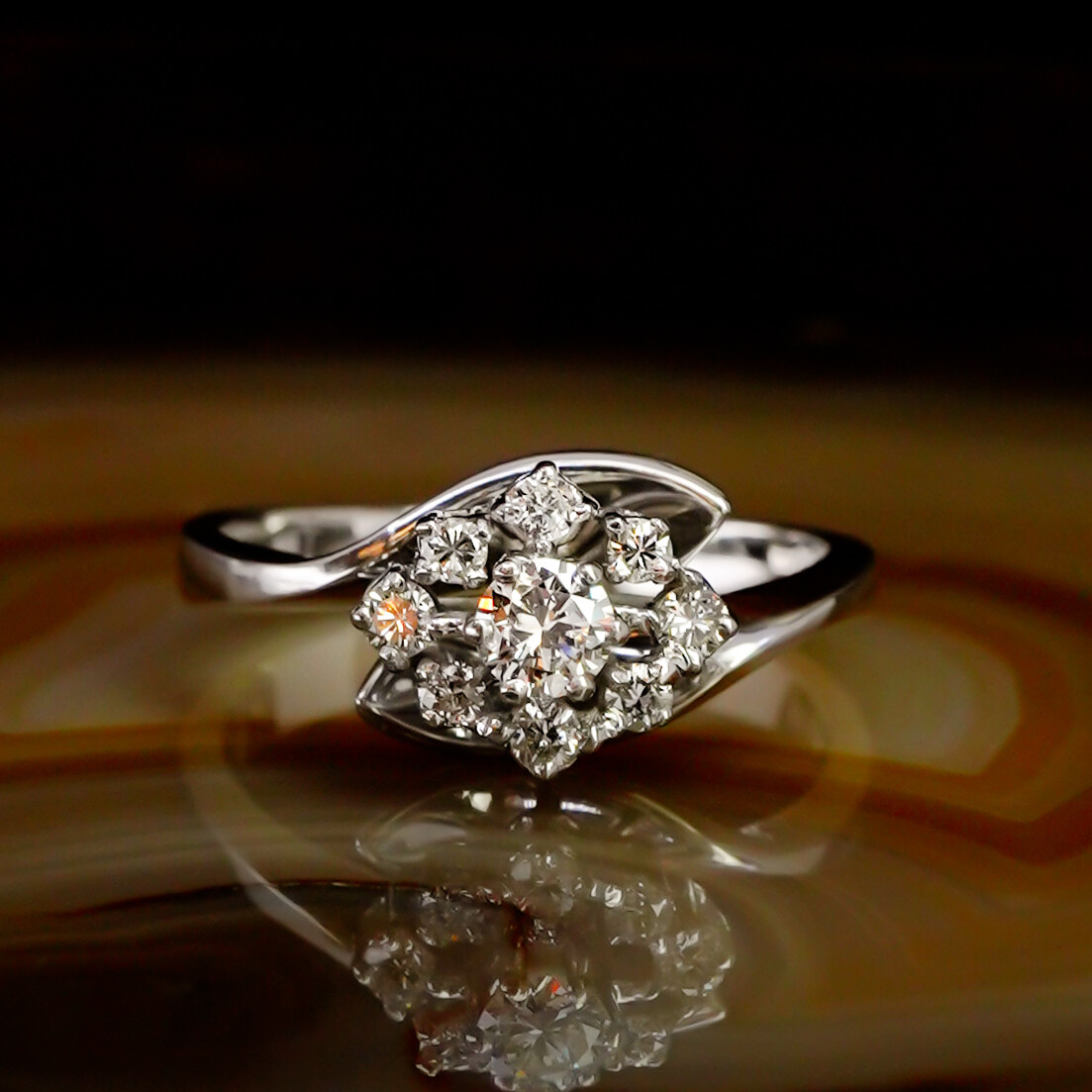 18ct White Gold Diamond Cluster Halo Ring Size N #67841 18ct White Gold Diamond Cluster Halo Ring Size N #67841 - Image 2