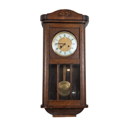 Vintage German Wall Clock with Key – Running – 75cm Tall