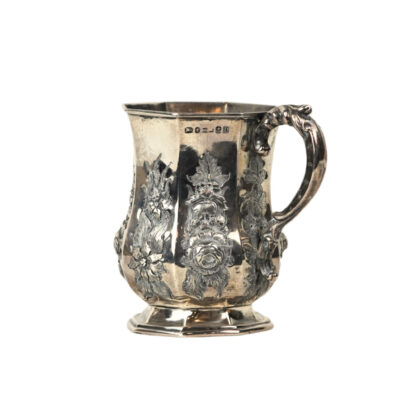 Antique Sterling Silver Floral Design Mug – Birmingham Circa 1852