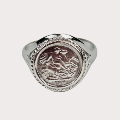 Sterling Silver Sovereign-Style Ring – Size N – 14.5mm Wide *NEW* #67823