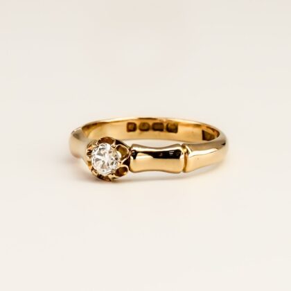 Victorian 18ct Yellow Gold Bamboo Style Diamond Ring - London c/1897 - Size J #67787
