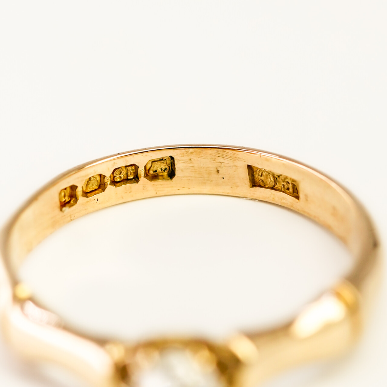 Victorian 18ct Yellow Gold Bamboo Style Diamond Ring - London c/1897 - Size J #67787 Victorian 18ct Yellow Gold Bamboo Style Diamond Ring - London c/1897 - Size J #67787 - Image 6