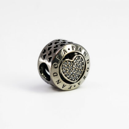 Pandora Sterling Silver Cubic Zirconia Pave Heart Signature Charm #67323-12