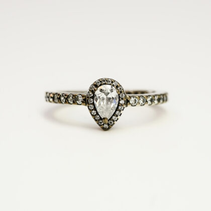 Pandora Sterling Silver Sparkling Pear Halo Ring