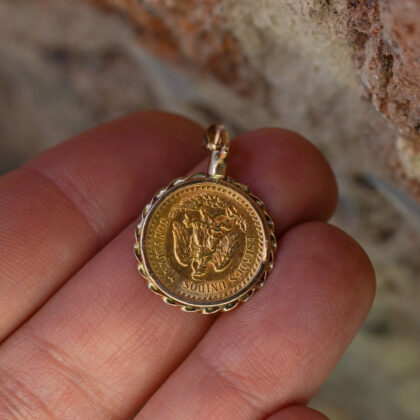 1945 Mexican 2.5 Pesos Gold Coin in 9ct Yellow Gold Pendant