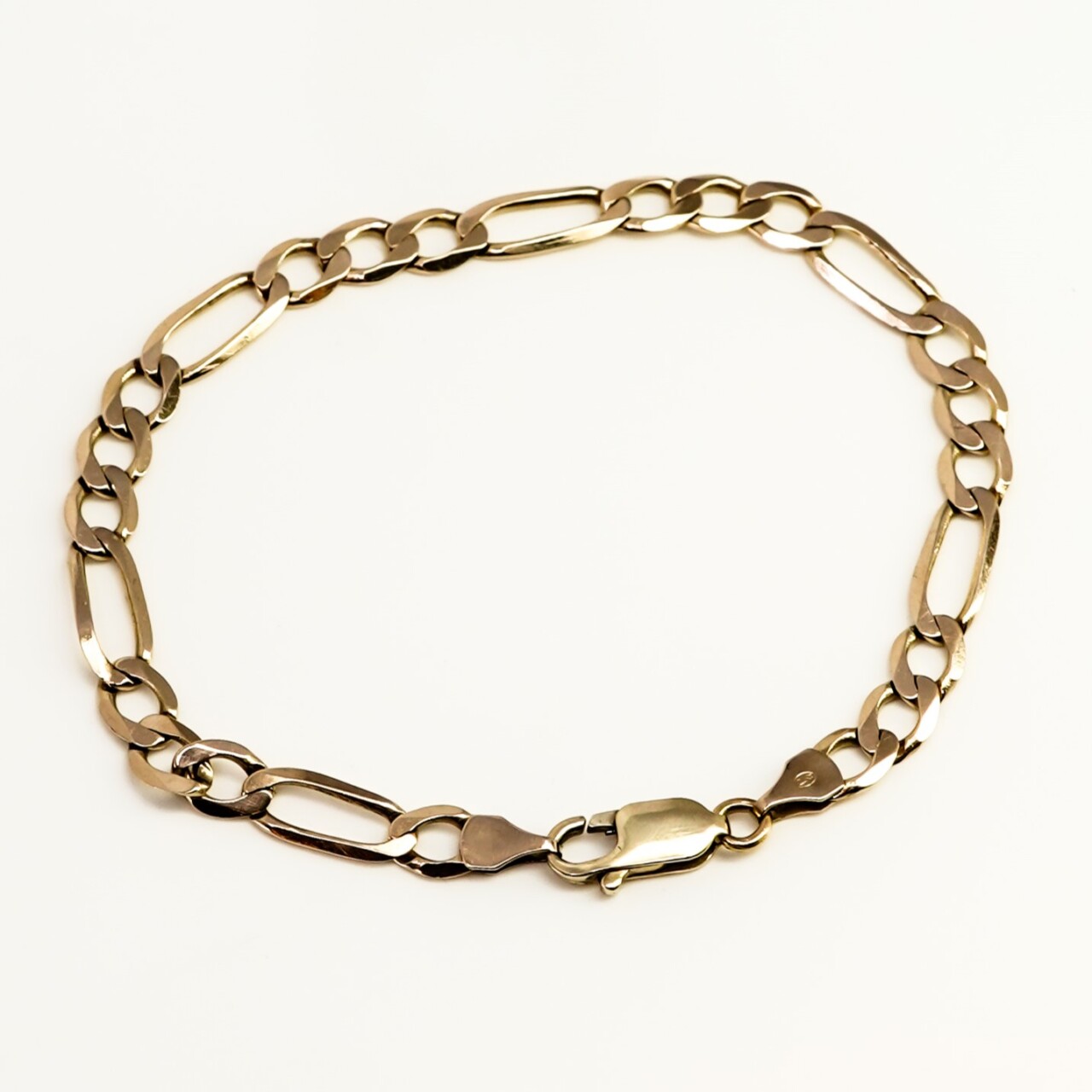 9ct Yellow Gold Figaro Bracelet – 20cm – Made In Italy #67769