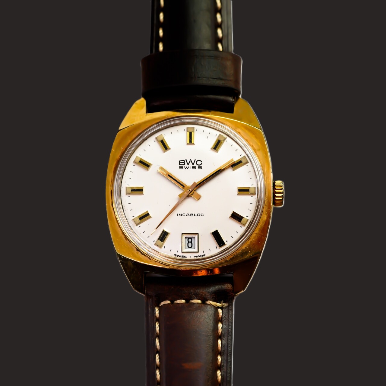 Vintage BWC Swiss Incabloc Automatic 34mm Watch – Gold-Plated #67733 Vintage BWC Swiss Incabloc Automatic 34mm Watch – Gold-Plated