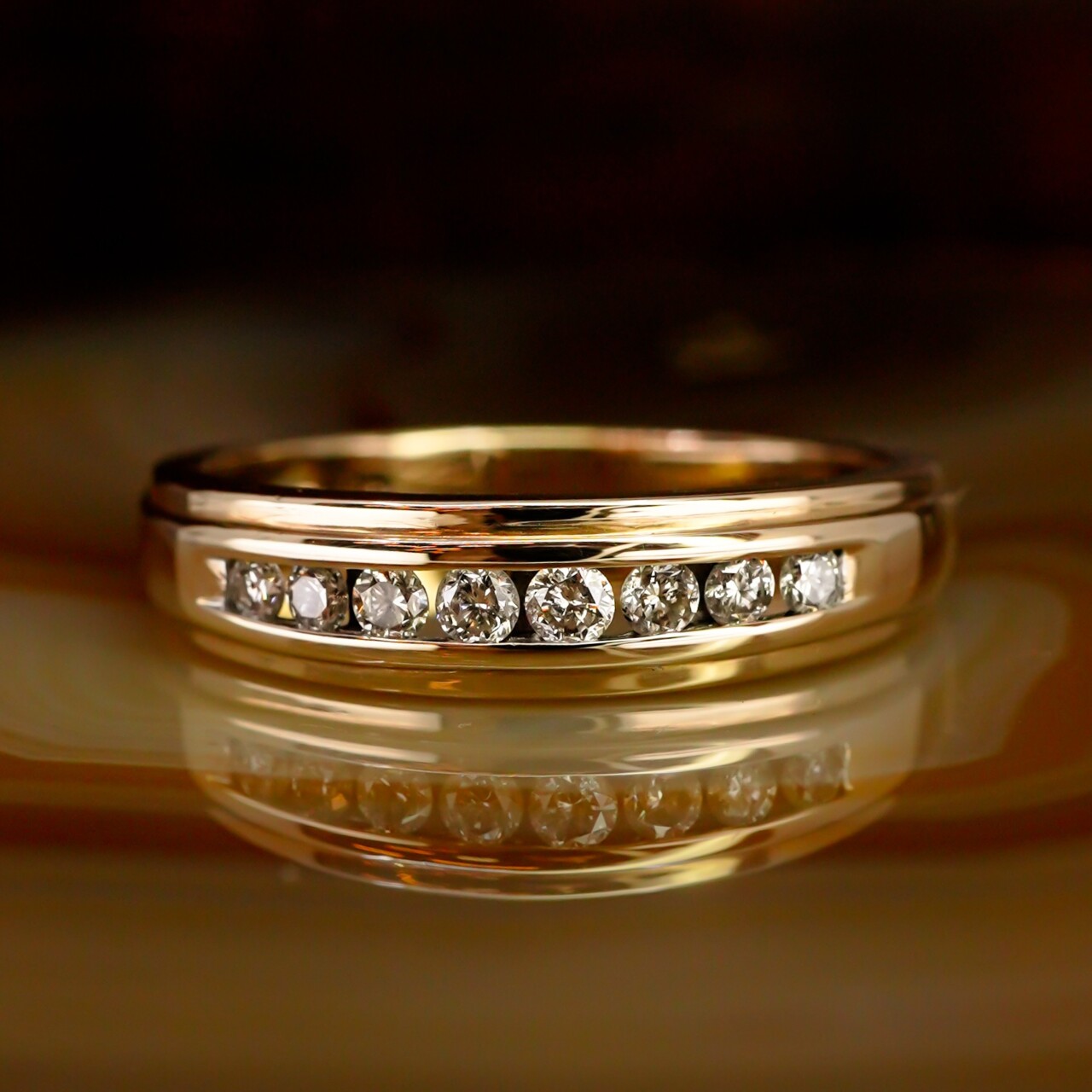 10ct Yellow Gold Diamond Eternity Ring Band Size O #67603 10ct Yellow Gold Diamond Eternity Ring Band Size O #67603 - Image 2