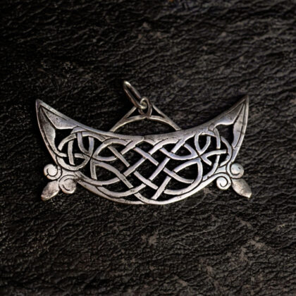 Vintage Sterling Silver Pictish Crescent & V-Rod Celtic Pendant
