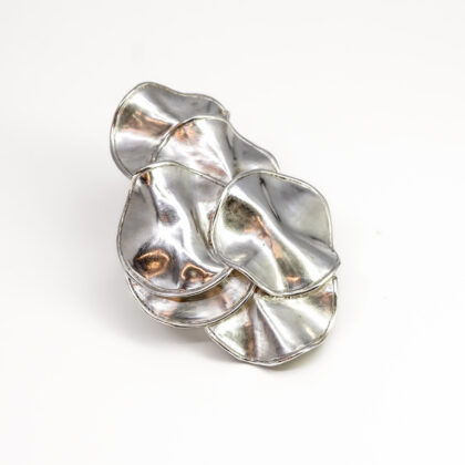 Vintage 1980's Sterling Silver Modernist Janet Gabriel Freeform Disc Brooch #67589