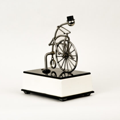 Vintage Motor-Powered Toy – Penny-Farthing Bicycle with Top Hat Rider #43554