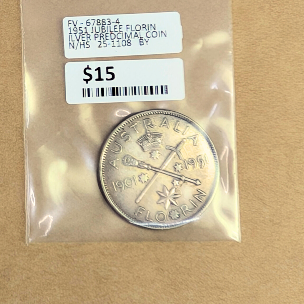 1951 Jubilee Florin Silver Predcimal Coin – George VI  #67883-4