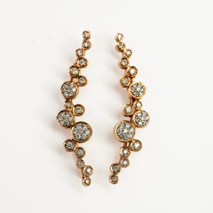 14ct Rose Gold Diamond Cluster Earrings #66956